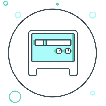 Line Guitar amplifier icon isolated on white background. Musical instrument. Colorful outline concept. Vector.のイラスト素材