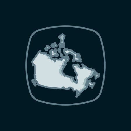 Line Canada map icon isolated on black background. Flat filled outline style with shadow. Vector.のイラスト素材