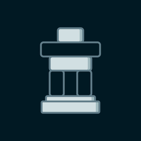 Line Inukshuk icon isolated on black background. Flat filled outline style with shadow. Vector.のイラスト素材