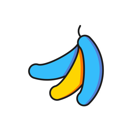 Color Banana icon isolated on white background. Flat filled outline style with shadow. Vector.のイラスト素材