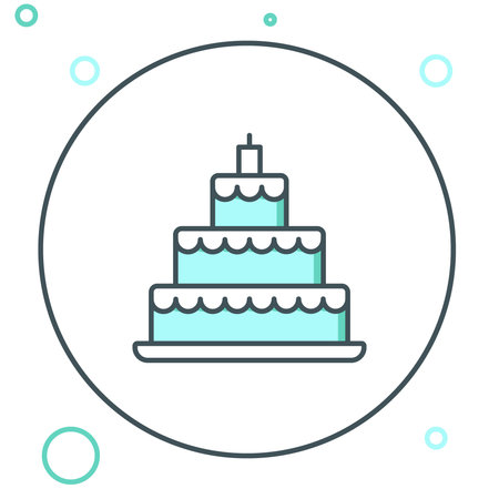 Line Wedding cake icon isolated on white background. Colorful outline concept. Vector.