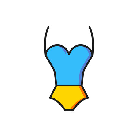 Color Summer beach swimsuit icon isolated on white background. Beach women fashion. Flat filled outline style with shadow. Vector.のイラスト素材