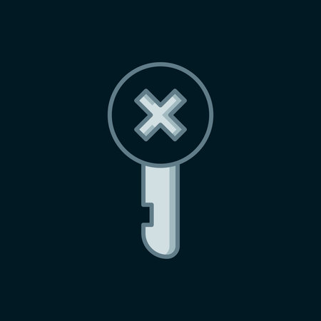 Line Wrong key icon isolated on black background. Flat filled outline style with shadow. Vector.のイラスト素材