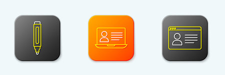 Set line Marker pen Online class and icon. Vector.のイラスト素材