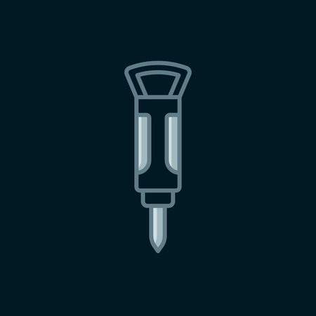 Line Construction jackhammer icon isolated on black background. Flat filled outline style with shadow. Vector.のイラスト素材