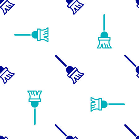 Blue Mop icon isolated seamless pattern on white background. Cleaning service concept. Vector.のイラスト素材