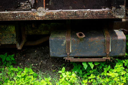 Dirty truck in the woodsの写真素材