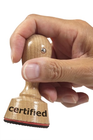 rubber stamp marked with certifiedの写真素材