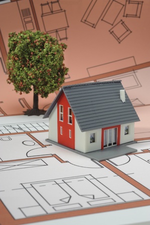 model house on architekture  blueprint plan