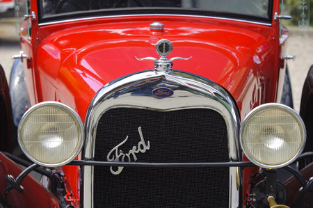 LANDSBERG, GERMANY - JULY 9: Oldtimer rallye for at least 80 years old antique cars with Ford Phaeton, built at year 1929, photo taken on July 9, 2011 in Landsberg, Germanyのeditorial素材