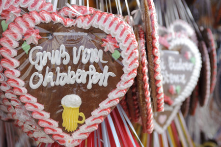 MUNICH, GERMANY - SEPTEMBER 21: heart of chocolate as souvenir of world biggest beer festival -Oktoberfest in Munich- on September  21, 2011 in Munich, Germanyのeditorial素材