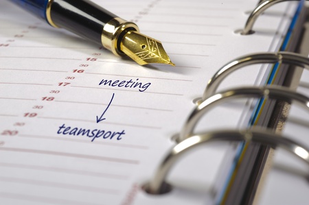 calendar with date for meeting and sport