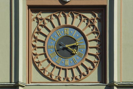 watch at wall of town hall in Landshut, Germanyのeditorial素材