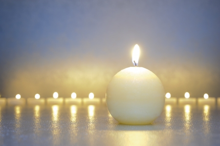 zen meditation with calm and candlesの写真素材