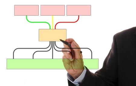 business man shows blank flowchartの写真素材