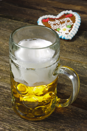 big mug of bavarian lager beerの写真素材