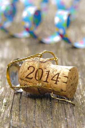 Champagne cork opened for new year s party 2014の写真素材