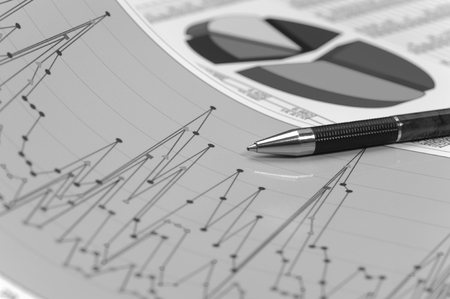 financial chart on table of dataの写真素材