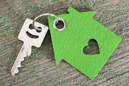 house key on keyringの写真素材