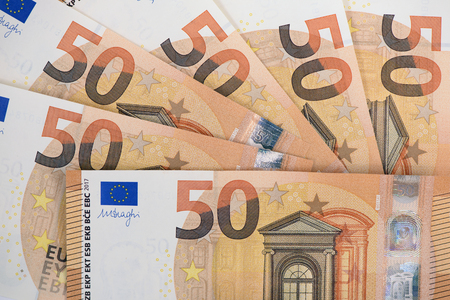 Euro banknotes and currency of Europeの写真素材