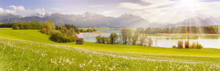 panorama scene in Bavaria, Germany at alps mountainsの写真素材