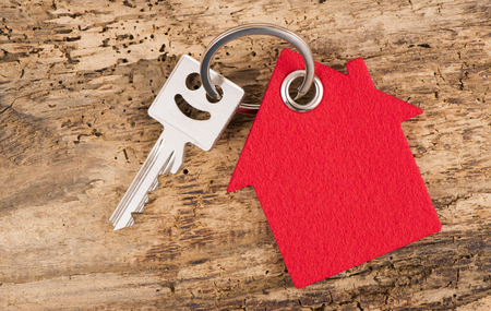 house key on keyringの写真素材