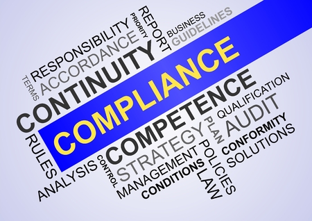 wordcloud for compliance in business with continuity and conformityのイラスト素材