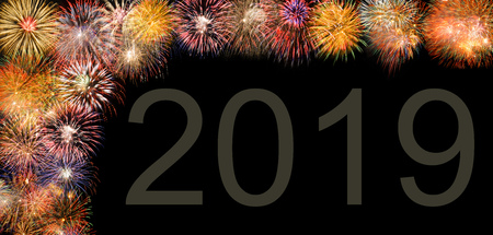 Fireworks at Silvester and new year`s day 2019