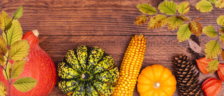 thanksgiving day with pumkin and leaves