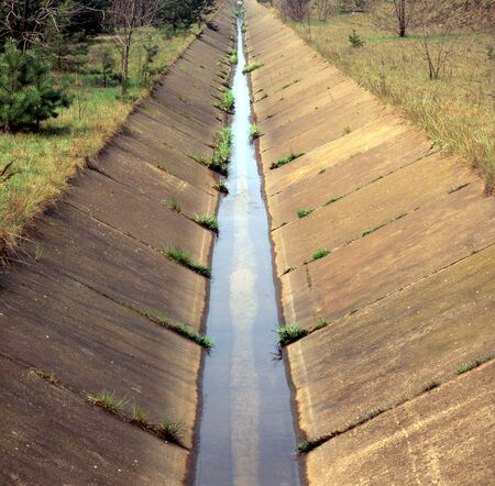 wastewater canal of industrial factoryの写真素材