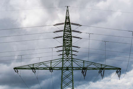 electric pole with cablesの写真素材