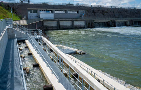 fish ladder for migration and spawning at river