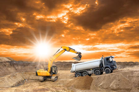 excavator digging on construction site