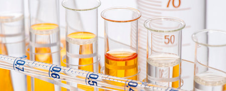 test tubes and glassware in chemistry laboratory