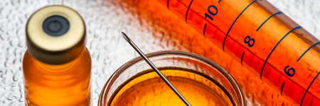 medical injektion with serum and syringe