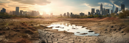 climate change with lack of water in high temperature and drynessの素材