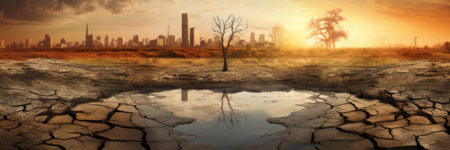climate change with lack of water in high temperature and drynessの素材