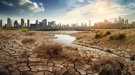 climate change with lack of water in high temperature and drynessの素材