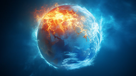 climate change brings heat and fire to planet earthの素材