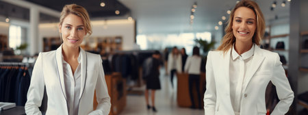 pretty saleswoman working in an fashion storeの素材