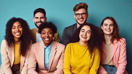 group of young business people with different ethnicity work together as a teamの素材