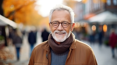 Portrait of a friendly old man with a beardの素材