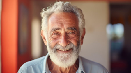 Portrait of a friendly old man with a beardの素材