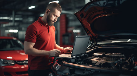 car service with auto mechanic at workの素材