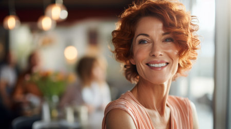 portrait of happy and elegant attractive middle aged pretty womanの素材