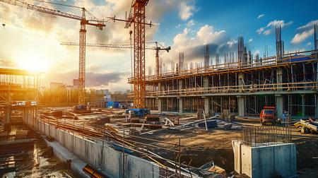 Construction site of a new industrial buildingの素材