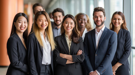 group of young business people with different ethnicity work together as a teamの素材