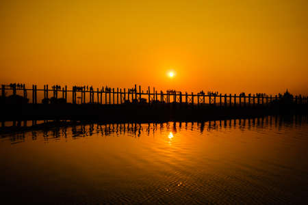 U Bein's Bridge, the world's longest teak footbridge in Mandalay, Myanmar