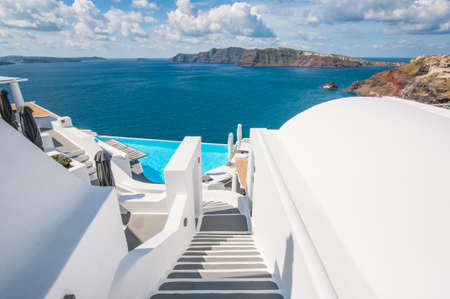 Stairway in Santoriniの写真素材