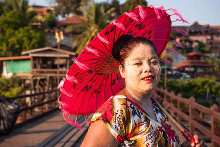 Sangkhla Buri, Thailand-January 4: Local people in western region of Thailand. The unique face of...